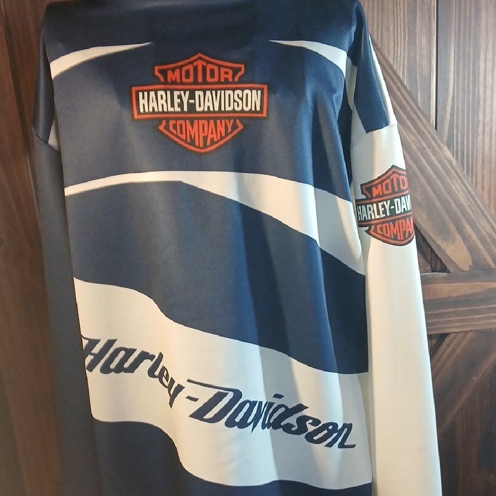 Harley-Davidson Navy & Off White Split Graphic Hoodie